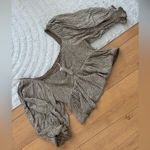 Free People Olive Textured Blouse
